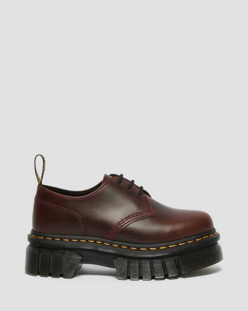 Black DR Martens Audrick Brando Leather Platform Shoes | 8357ZMRTI