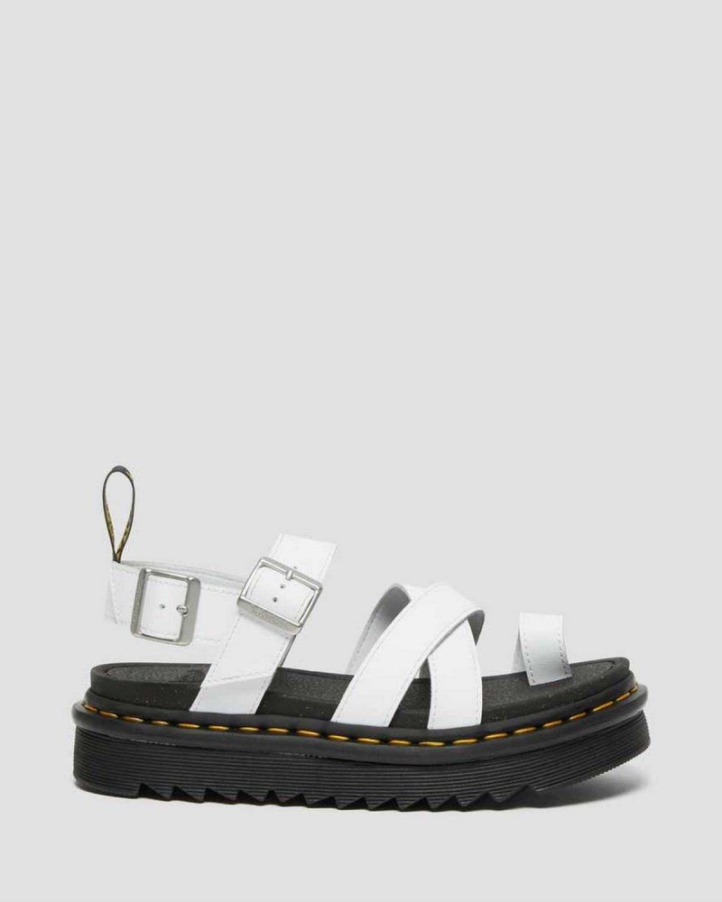 Black DR Martens Avry Hydro Leather Strap Sandals | 2816QENXY