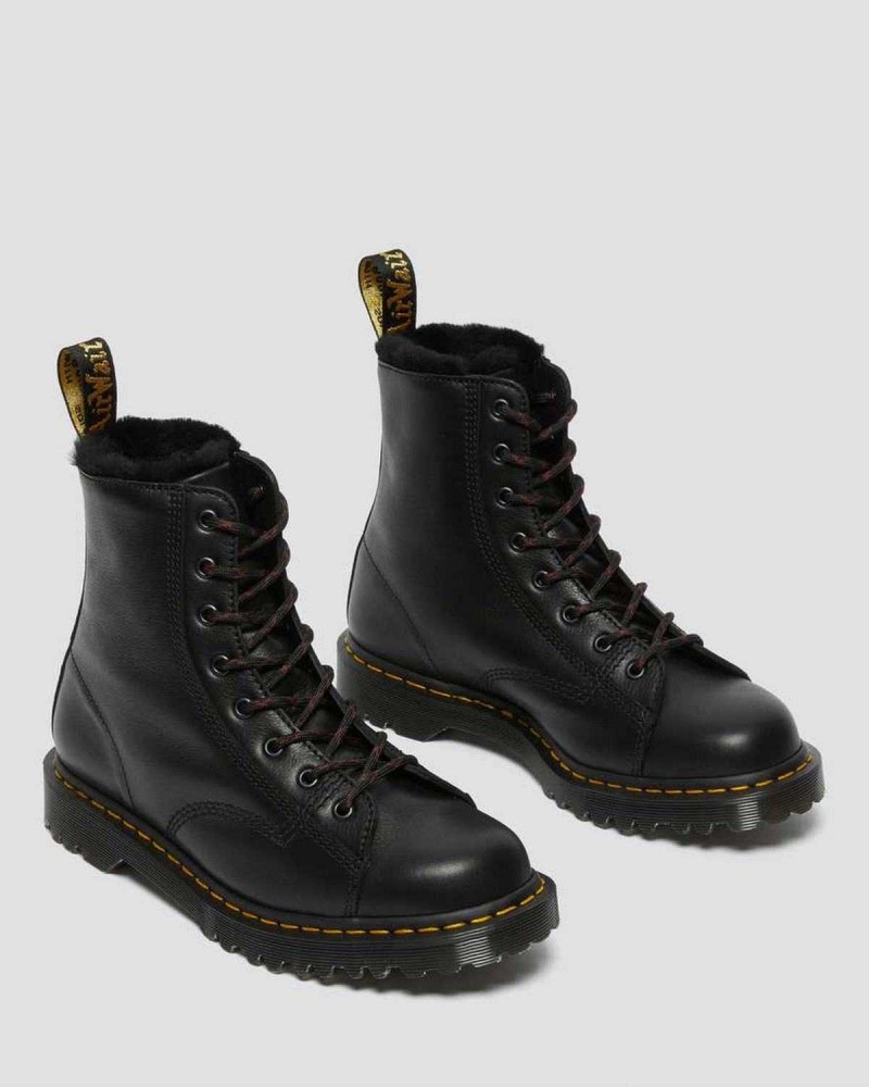 Black DR Martens Barton Made in England Shearling Lined Leather Boots | 0625CDPRH