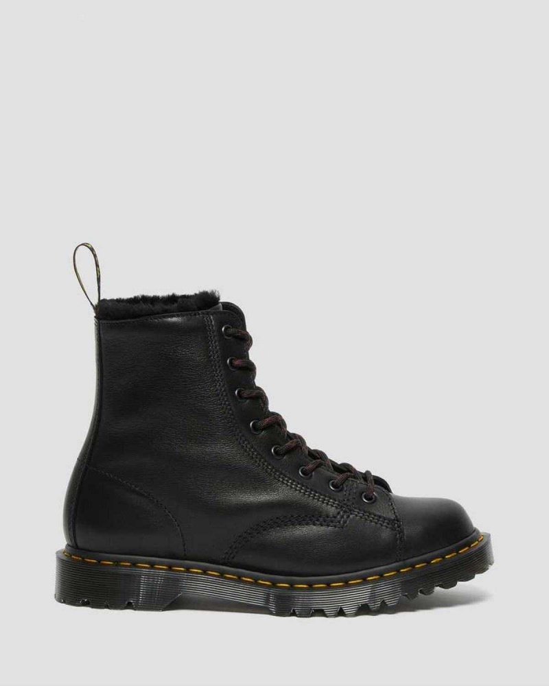 Black DR Martens Barton Made in England Shearling Lined Leather Boots | 0625CDPRH