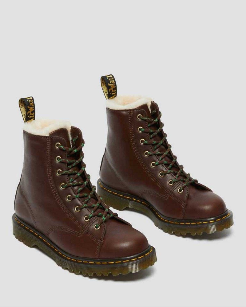 Black DR Martens Barton Made in England Shearling Lined Leather Boots | 1204QNKSF