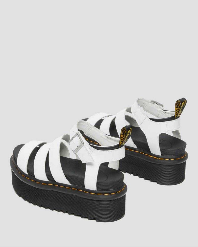 Black DR Martens Blaire Hydro Leather Platform Strap Sandals | 0621NOJDE