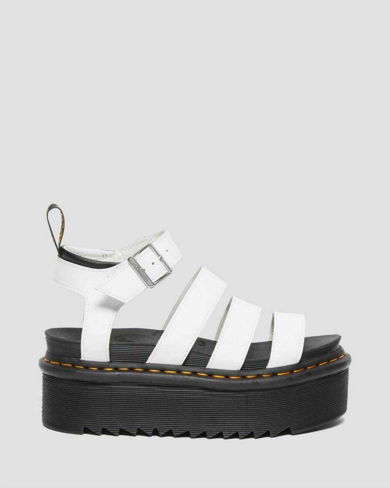 Black DR Martens Blaire Hydro Leather Platform Strap Sandals | 0621NOJDE