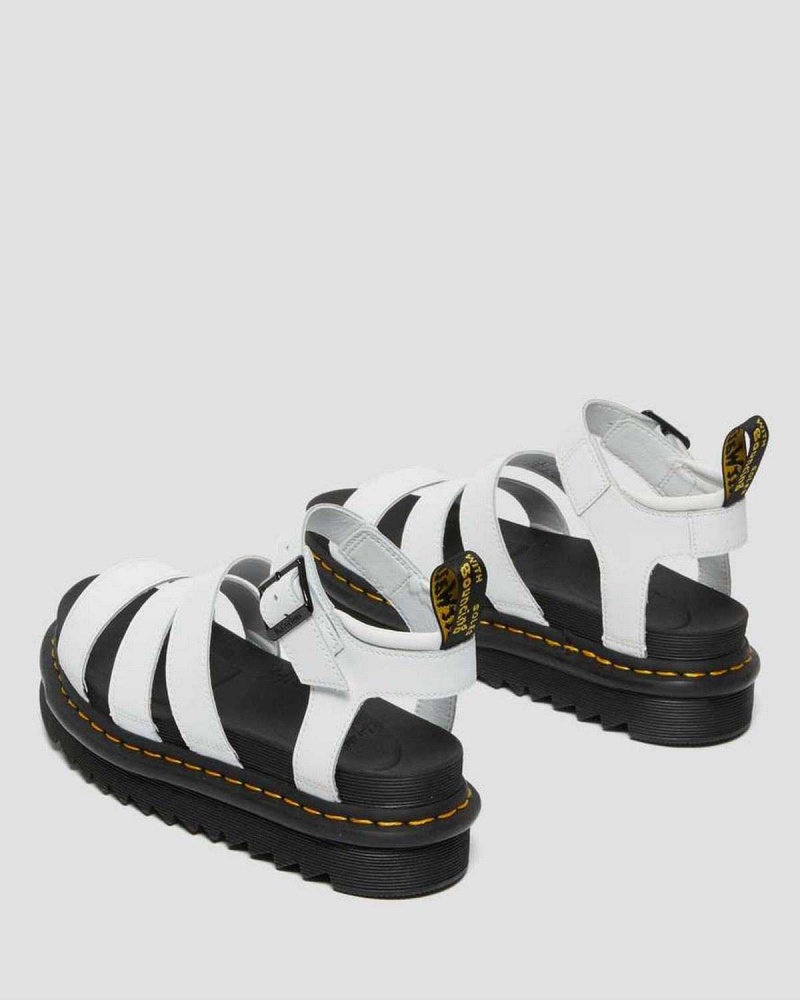 Black DR Martens Blaire Hydro Leather Strap Sandals | 6852KZXIL