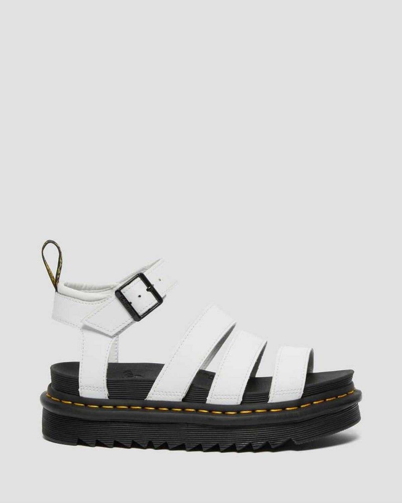 Black DR Martens Blaire Hydro Leather Strap Sandals | 6852KZXIL