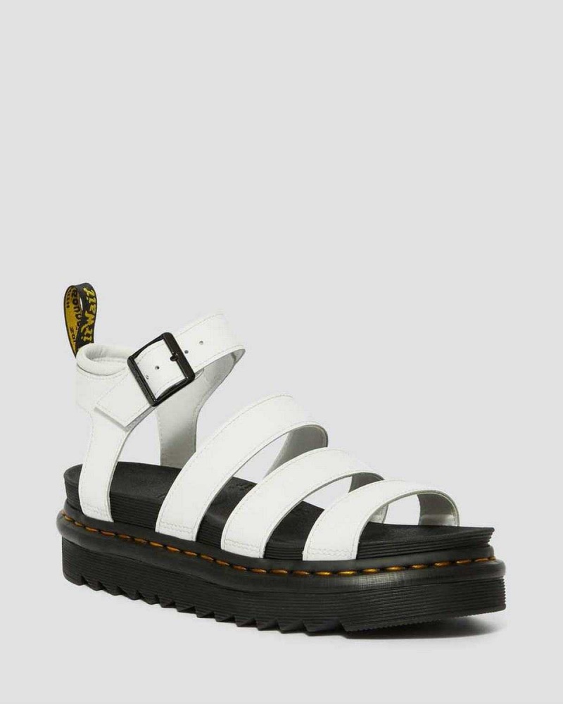 Black DR Martens Blaire Hydro Leather Strap Sandals | 6852KZXIL