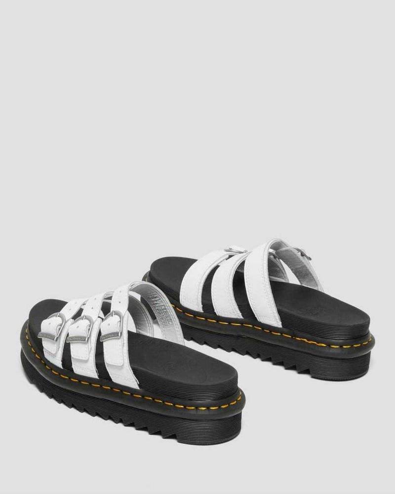 Black DR Martens Blaire Leather Slide Sandals | 1498FTOGH