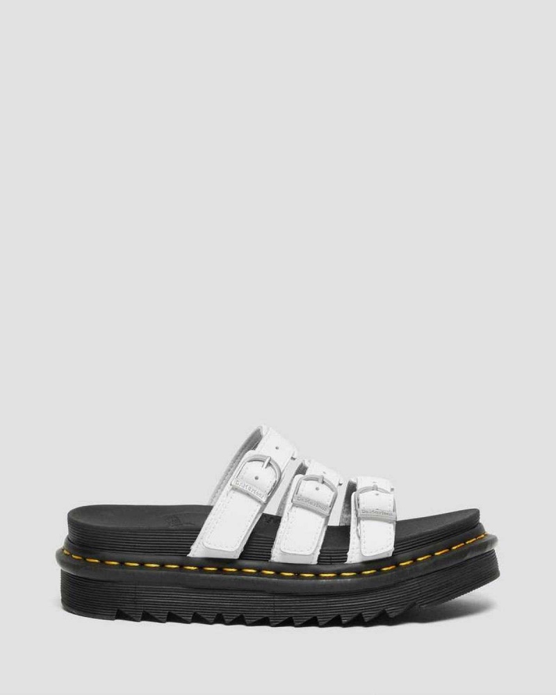 Black DR Martens Blaire Leather Slide Sandals | 1498FTOGH