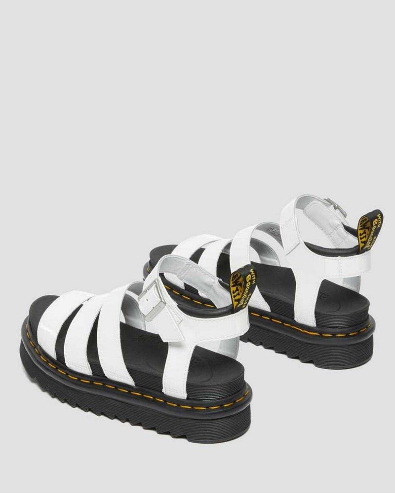 Black DR Martens Blaire Patent Leather Strap Sandals | 5238DAYOH