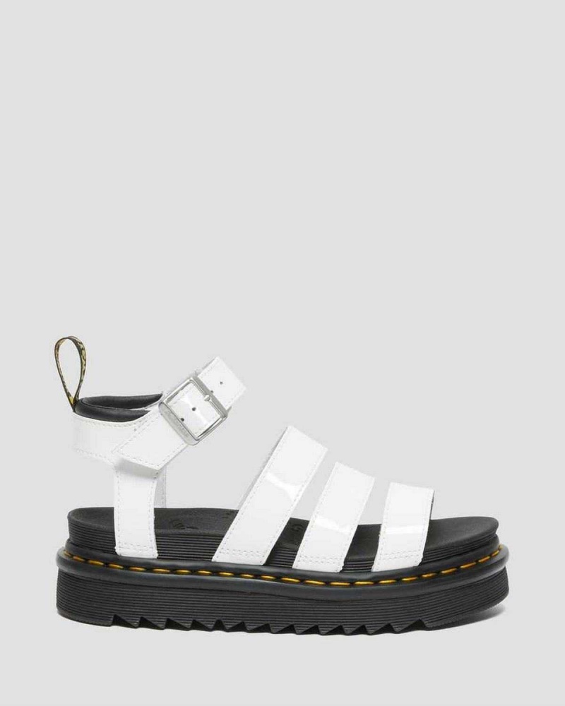 Black DR Martens Blaire Patent Leather Strap Sandals | 5238DAYOH