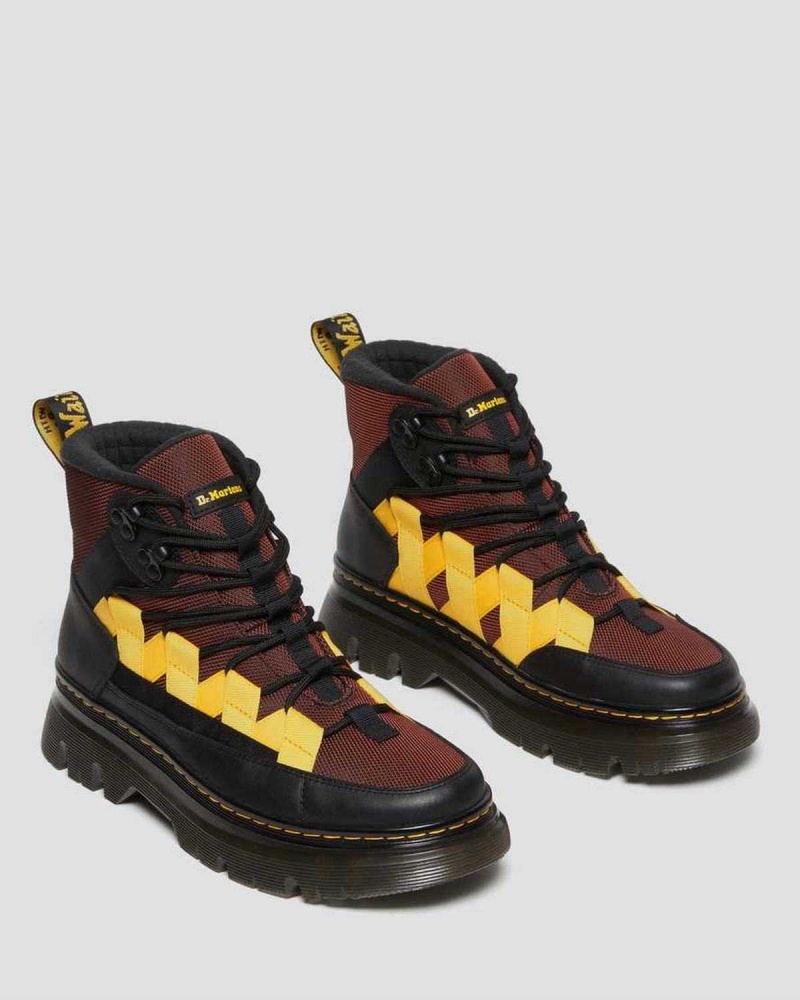 Black DR Martens Boury Contrast Nylon & Leather Casual Boots | 7059ACLGT