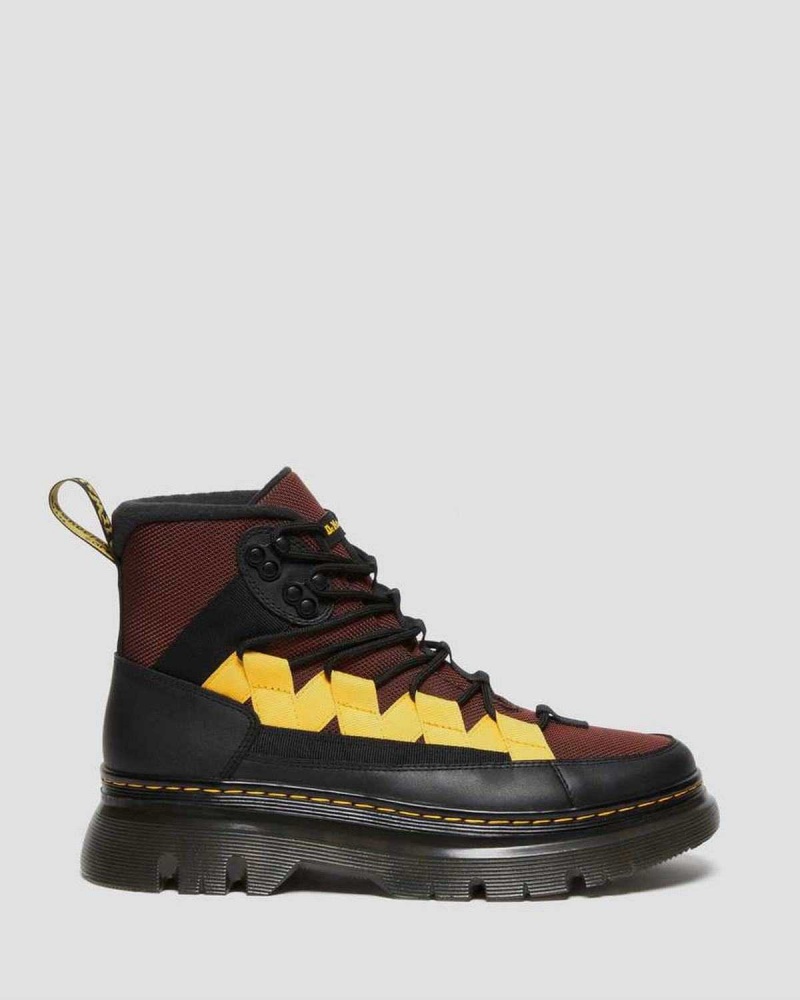 Black DR Martens Boury Contrast Nylon & Leather Casual Boots | 7059ACLGT