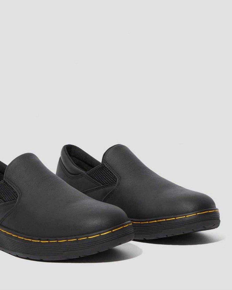 Black DR Martens Brockley Slip Resistant Leather Work Shoes | 1583JWLIK