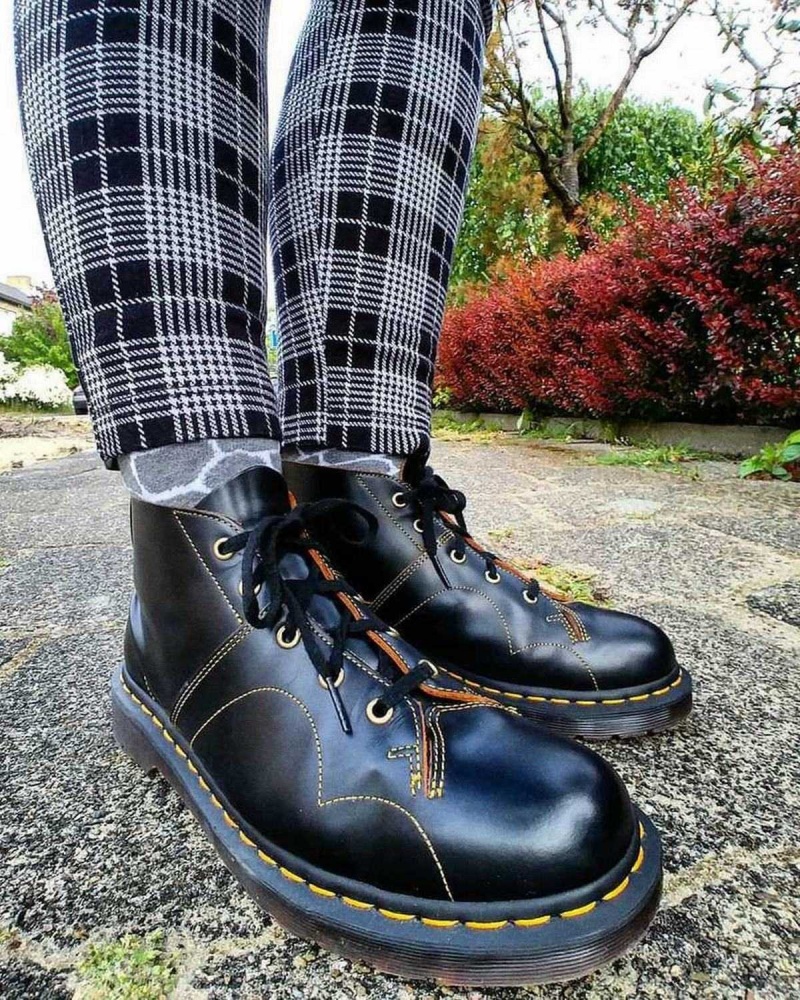 Black DR Martens Church Smooth Leather Monkey Boots | 7651WJBOY