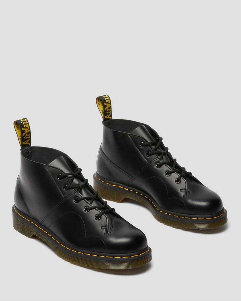 Black DR Martens Church Smooth Leather Monkey Boots | 7651WJBOY