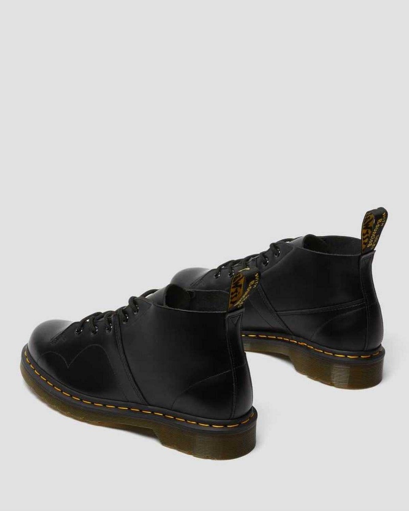 Black DR Martens Church Smooth Leather Monkey Boots | 7651WJBOY