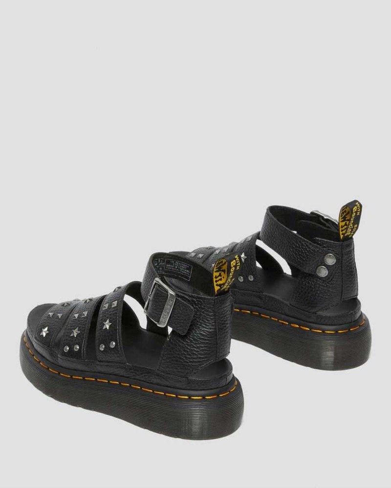 Black DR Martens Clarissa Milled Nappa Platform Strap Sandals | 5679KNRYT