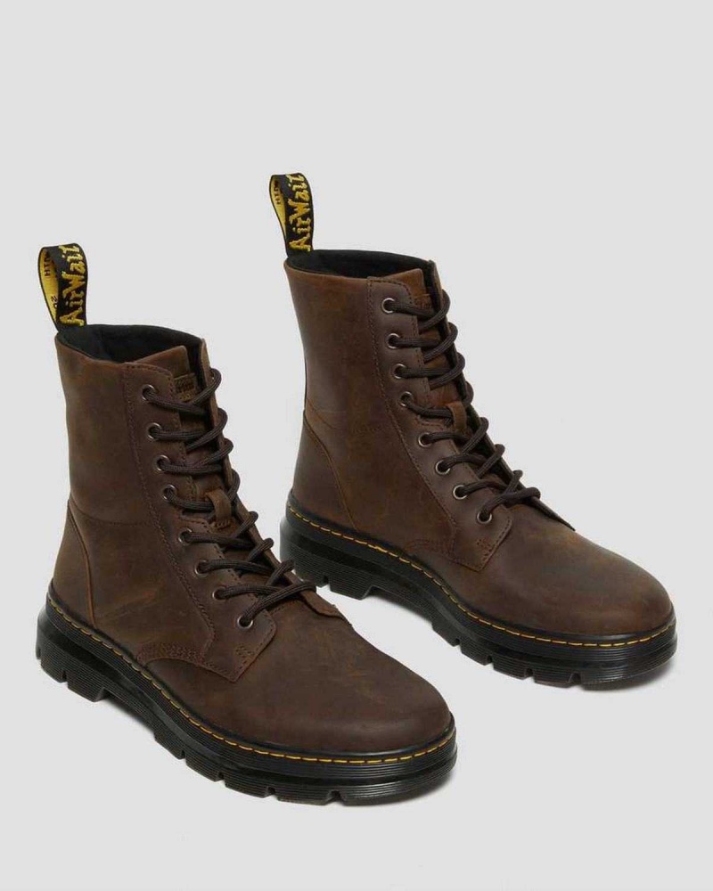 Black DR Martens Combs Crazy Horse Leather Casual Boots | 5092YFWGT