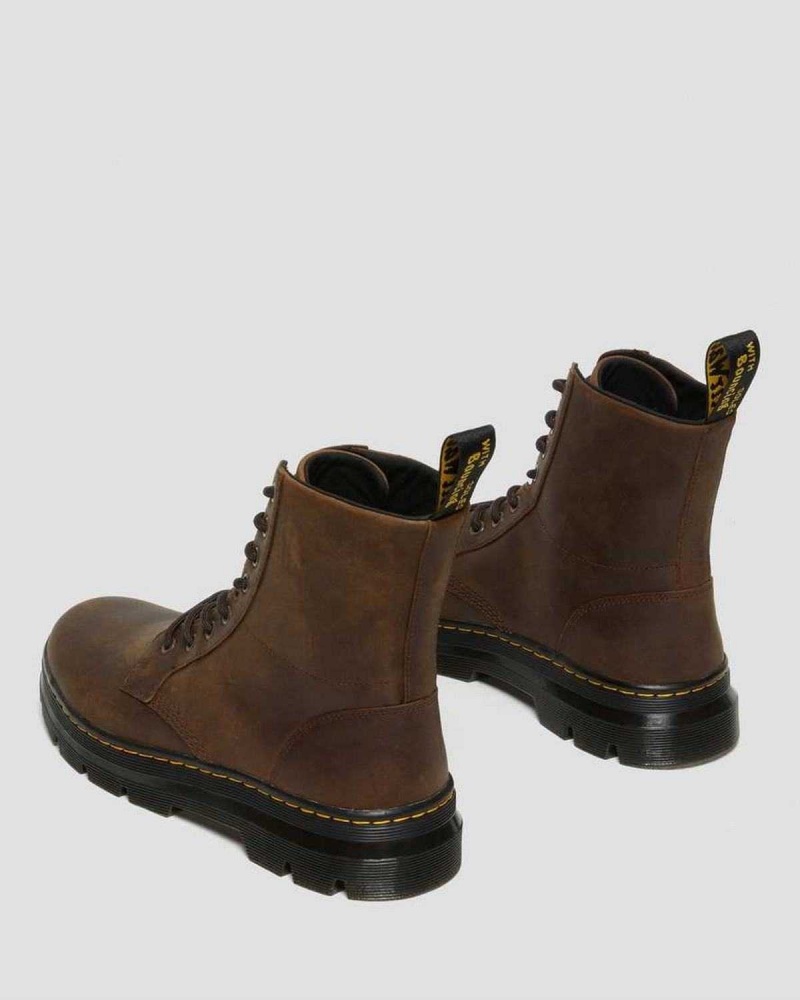 Black DR Martens Combs Crazy Horse Leather Casual Boots | 5092YFWGT