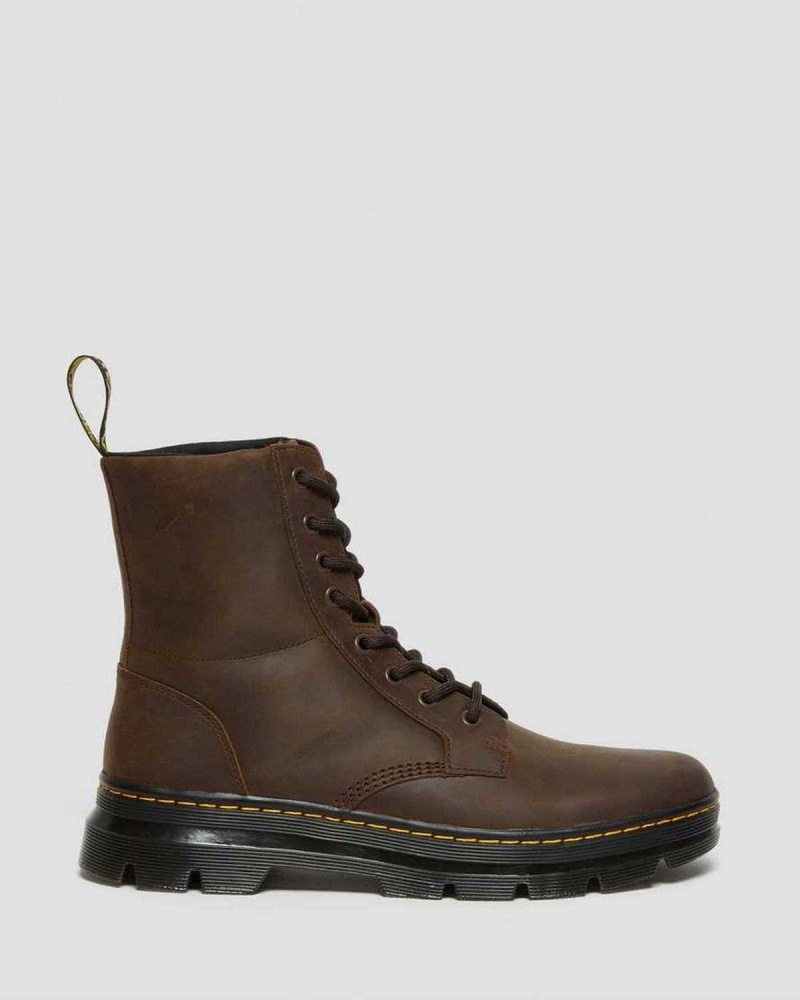 Black DR Martens Combs Crazy Horse Leather Casual Boots | 5092YFWGT