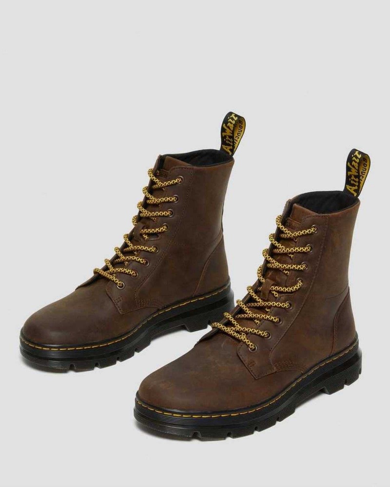 Black DR Martens Combs Crazy Horse Leather Casual Boots | 5092YFWGT