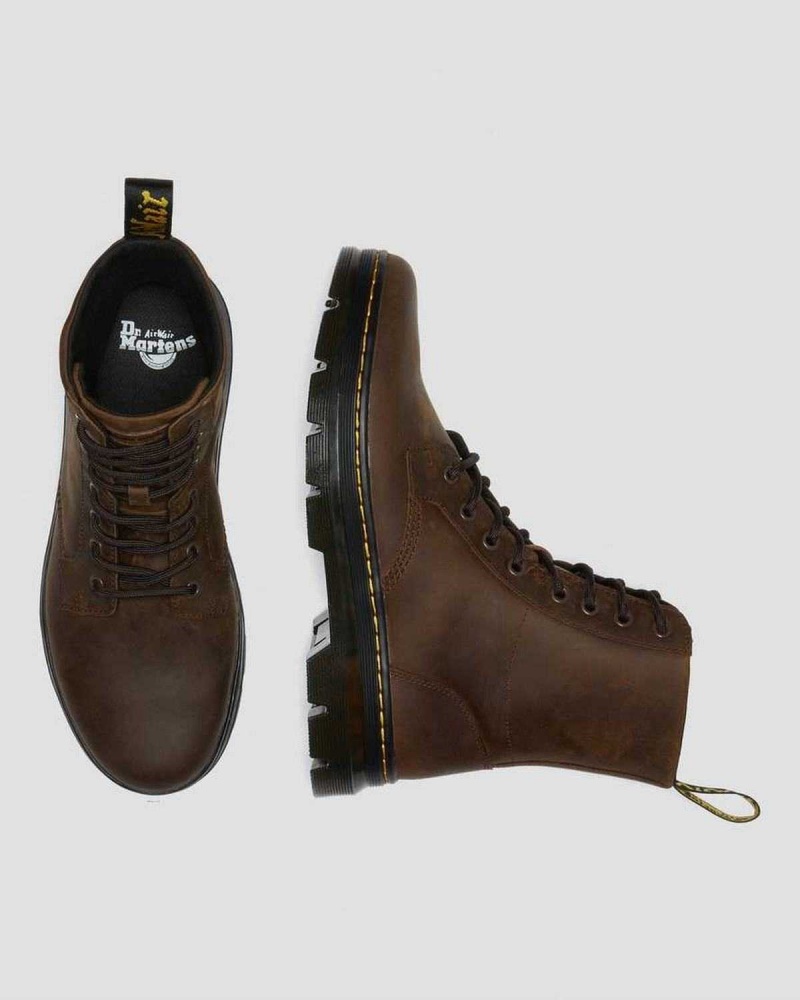 Black DR Martens Combs Crazy Horse Leather Casual Boots | 5092YFWGT