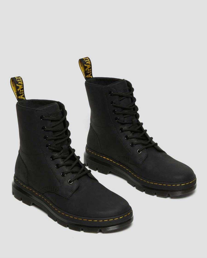 Black DR Martens Combs Leather Casual Boots | 8532PDZHU