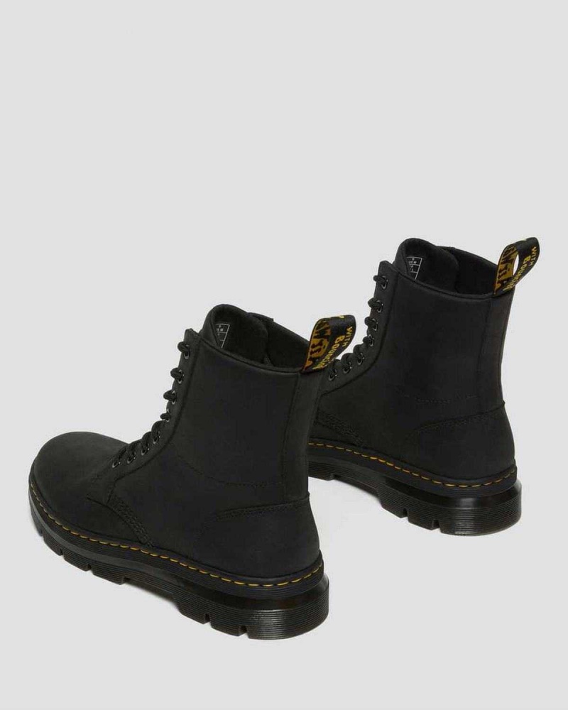 Black DR Martens Combs Leather Casual Boots | 8532PDZHU