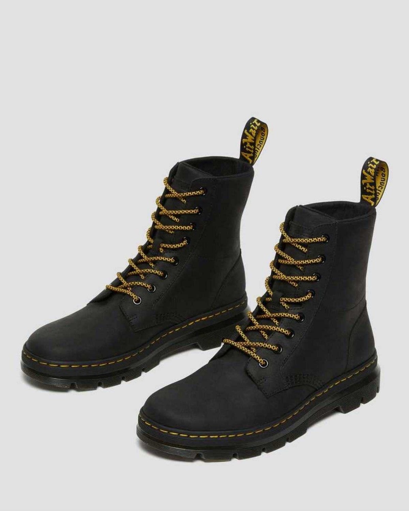 Black DR Martens Combs Leather Casual Boots | 8532PDZHU