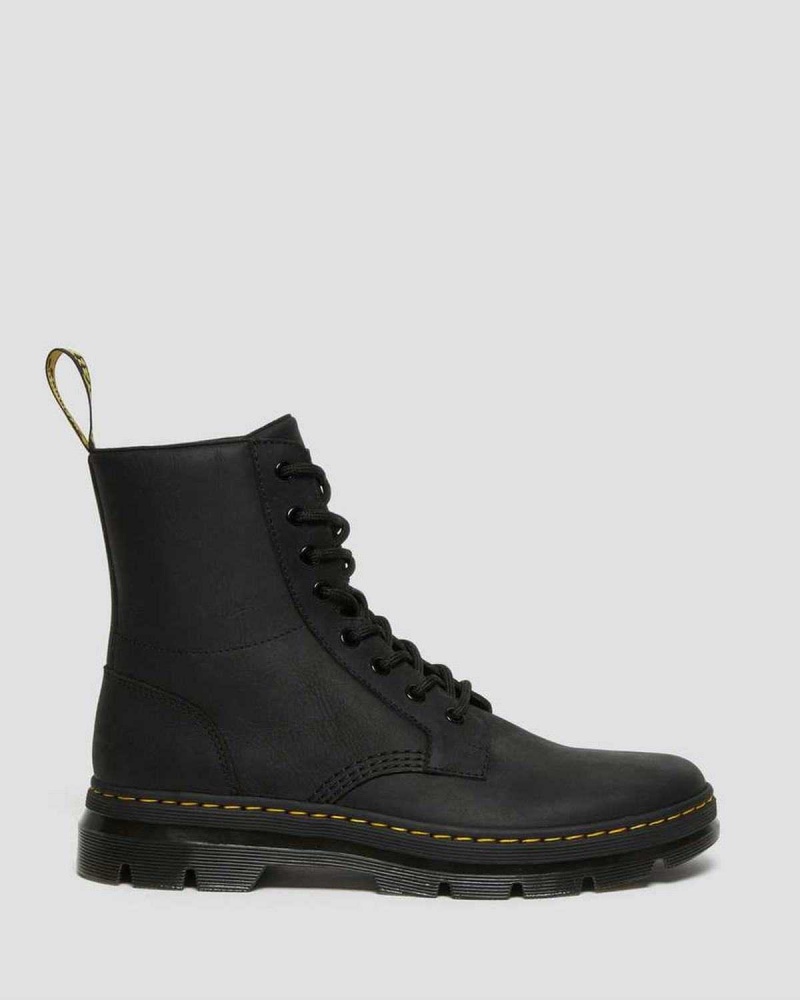 Black DR Martens Combs Leather Casual Boots | 3296TUNXB