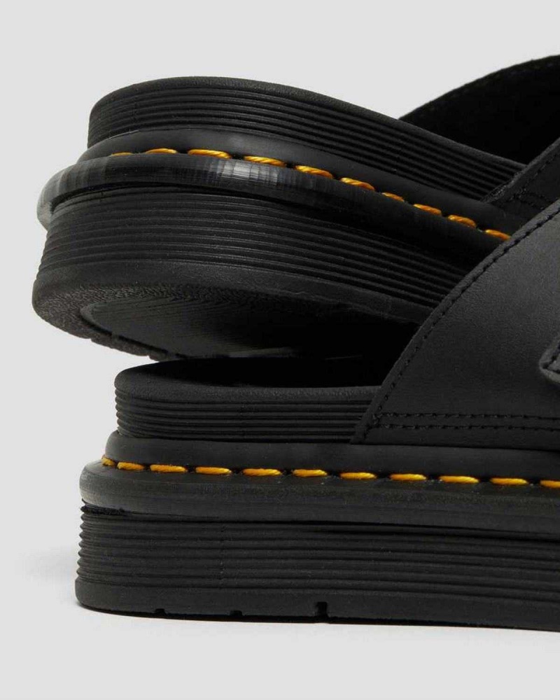 Black DR Martens Dax Leather Slide Sandals | 0386LMJRD