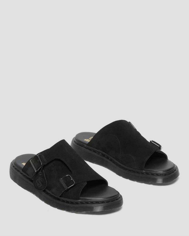 Black DR Martens Dayne Made in England Suede Slide Sandals | 9065FSELP