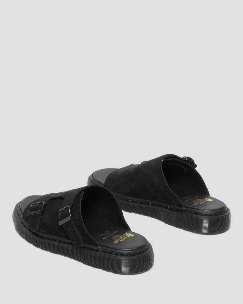 Black DR Martens Dayne Made in England Suede Slide Sandals | 9065FSELP