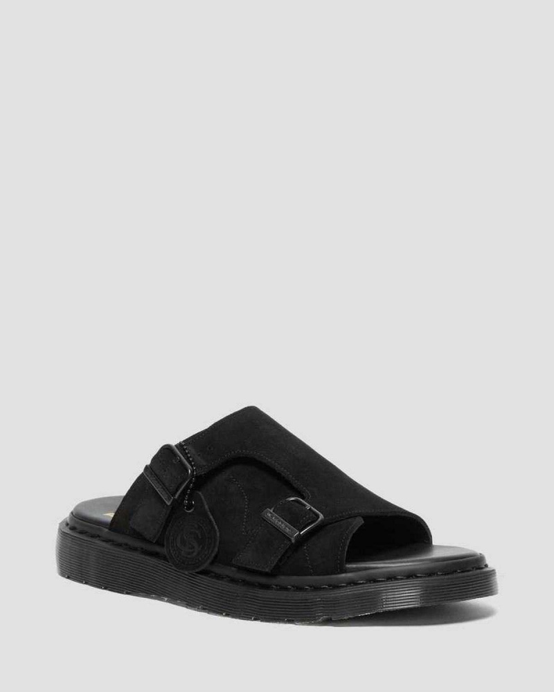 Black DR Martens Dayne Made in England Suede Slide Sandals | 9065FSELP