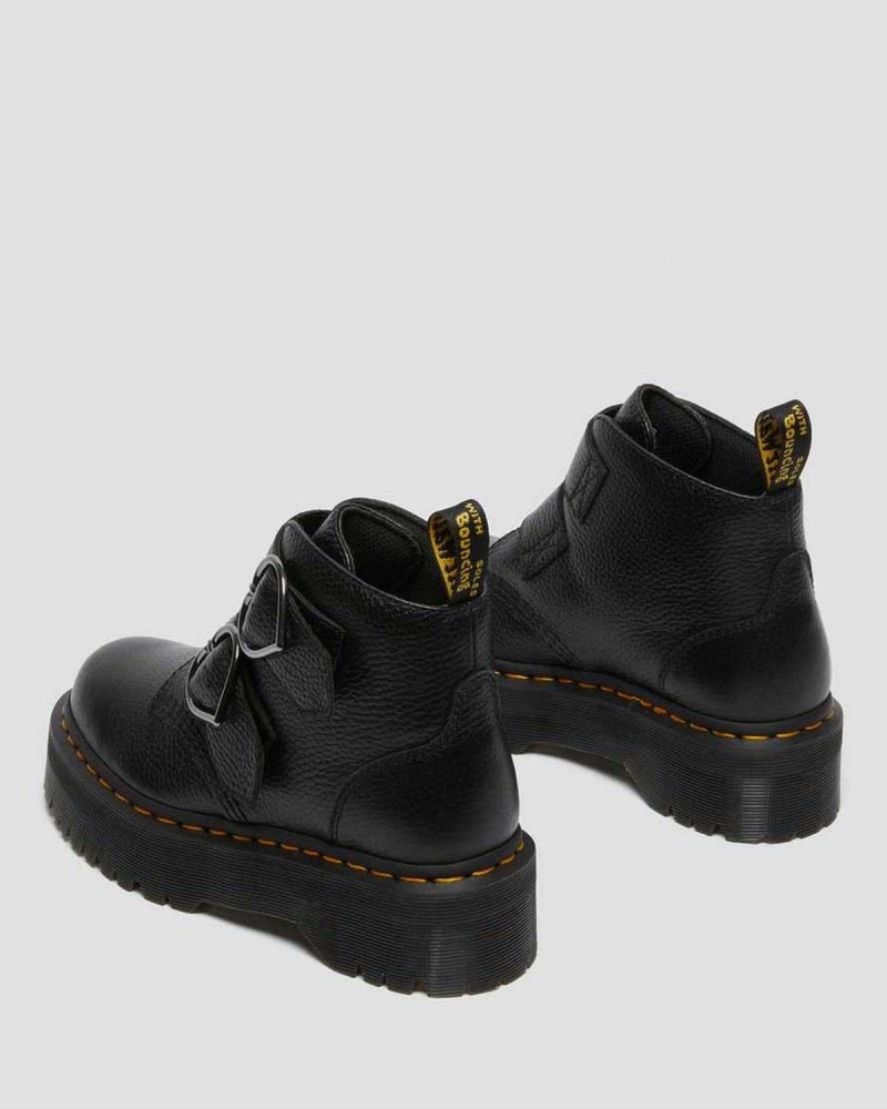 Black DR Martens Devon Heart Leather Platform Boots | 6812VXYOC