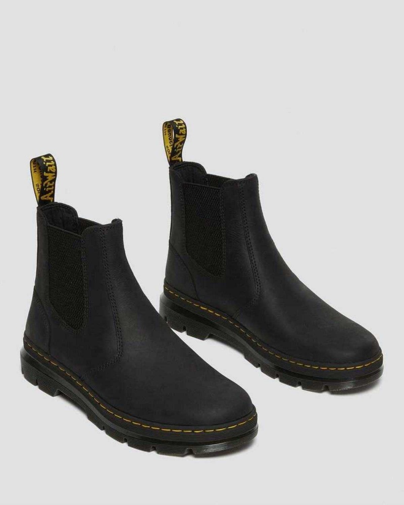 Black DR Martens Embury Leather Casual Chelsea Boots | 3297NFJTV