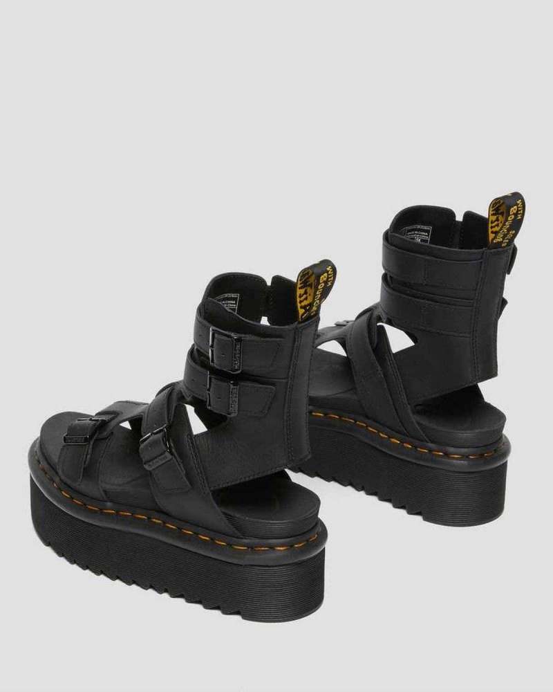 Black DR Martens Giavanna Leather Platform Gladiator Sandals | 4031BUQJT