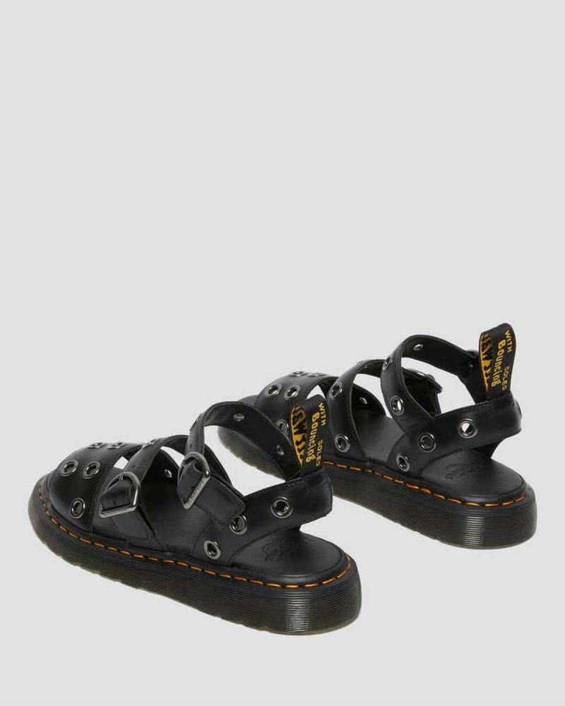 Black DR Martens Gryphon Hardware Brando Leather Sandals | 4813DUEAP