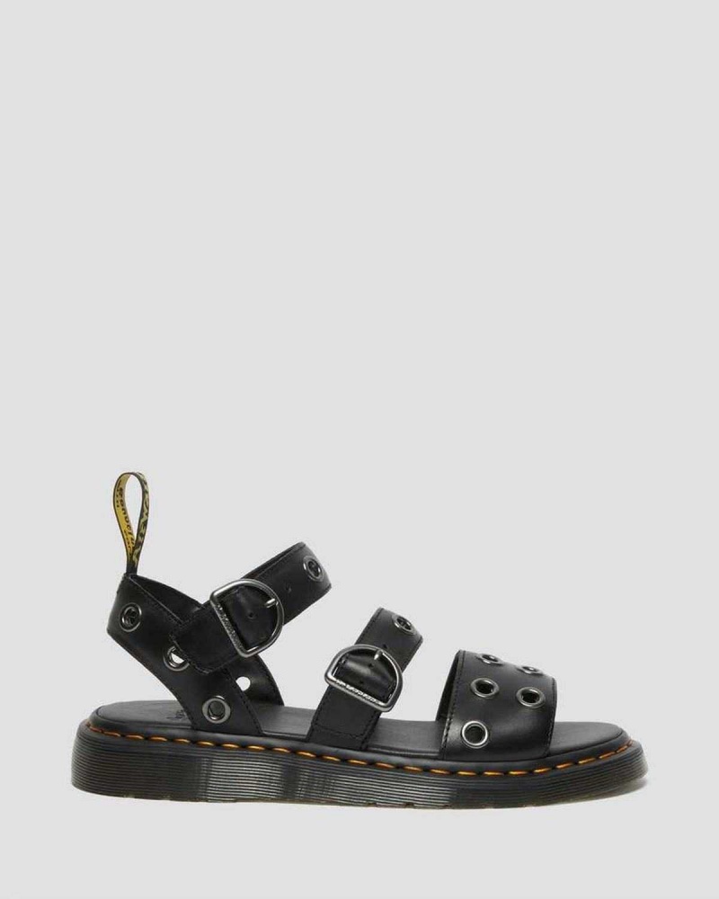 Black DR Martens Gryphon Hardware Brando Leather Sandals | 4813DUEAP