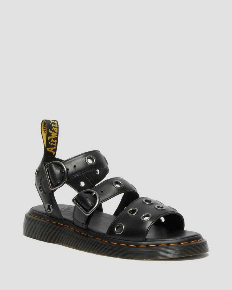 Black DR Martens Gryphon Hardware Brando Leather Sandals | 4813DUEAP