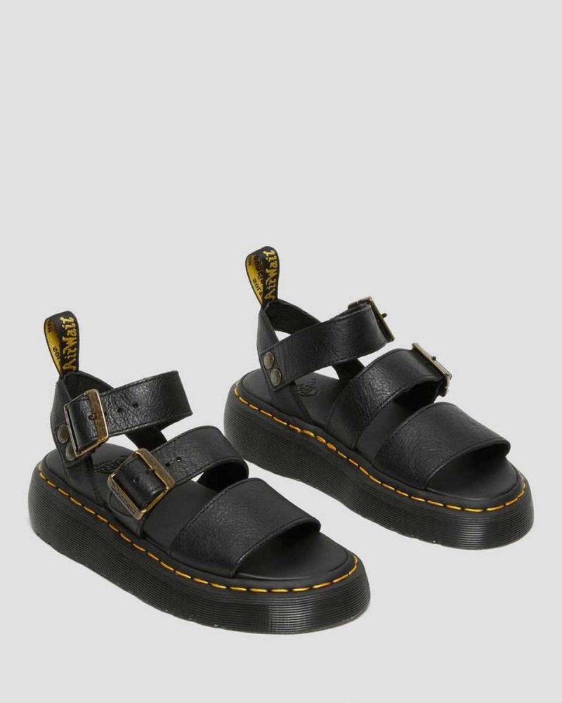 Black DR Martens Gryphon Platform Gladiator Sandals | 8460PEAIT