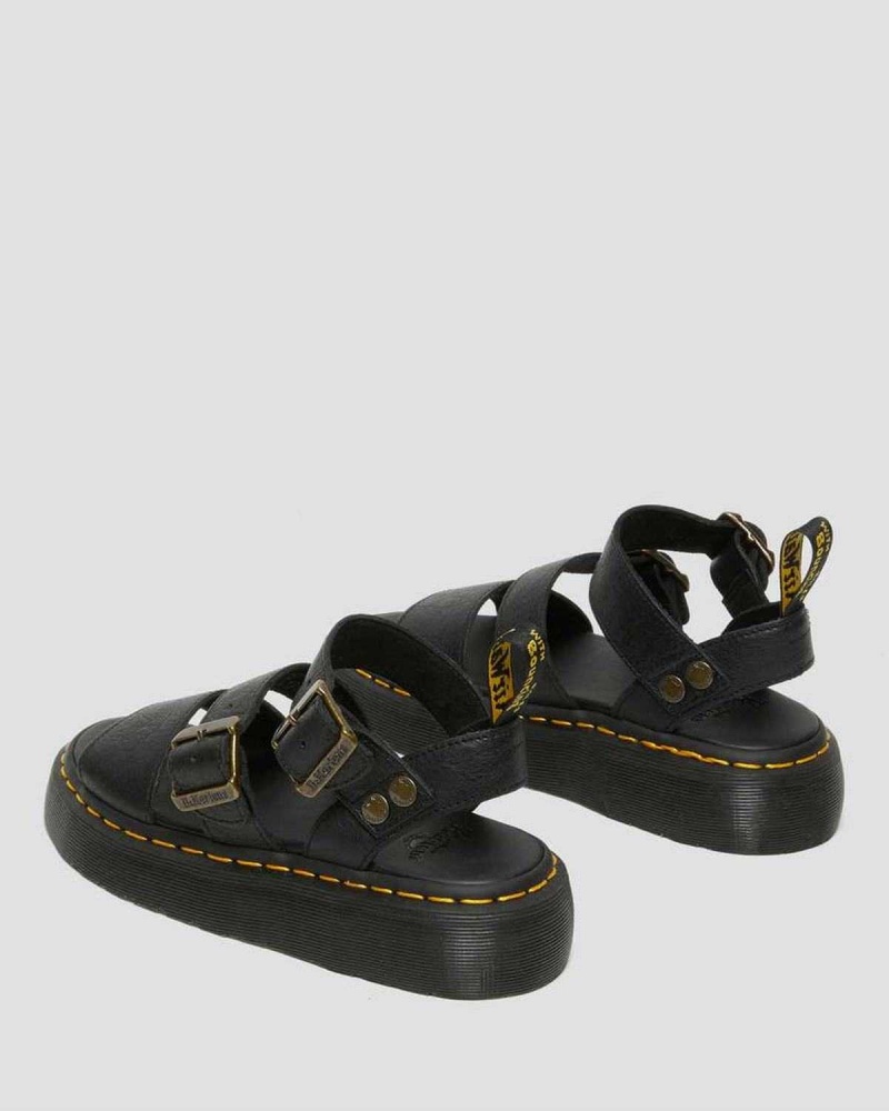 Black DR Martens Gryphon Platform Gladiator Sandals | 8460PEAIT