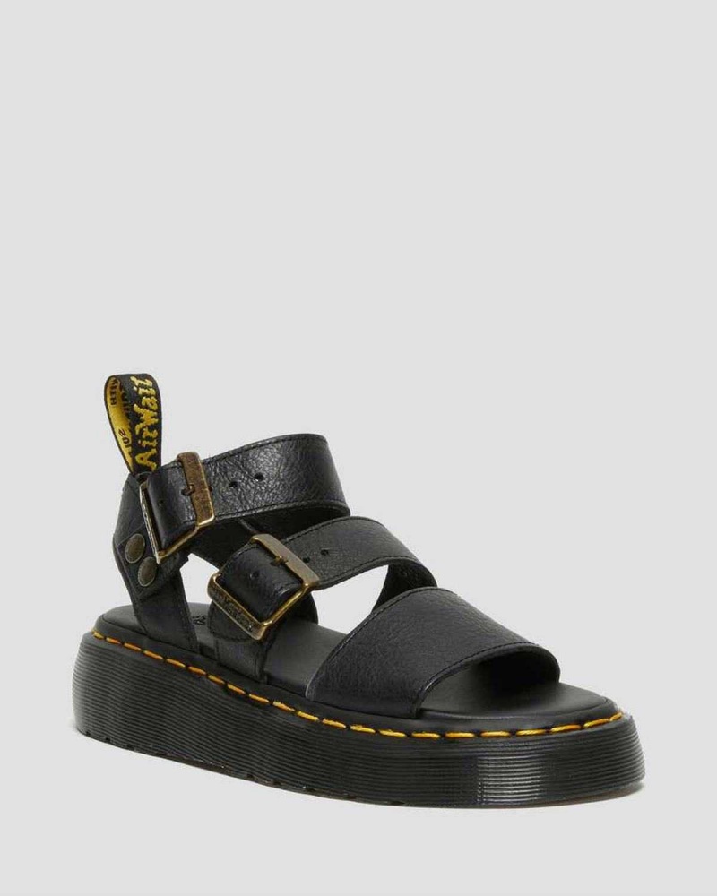 Black DR Martens Gryphon Platform Gladiator Sandals | 8460PEAIT