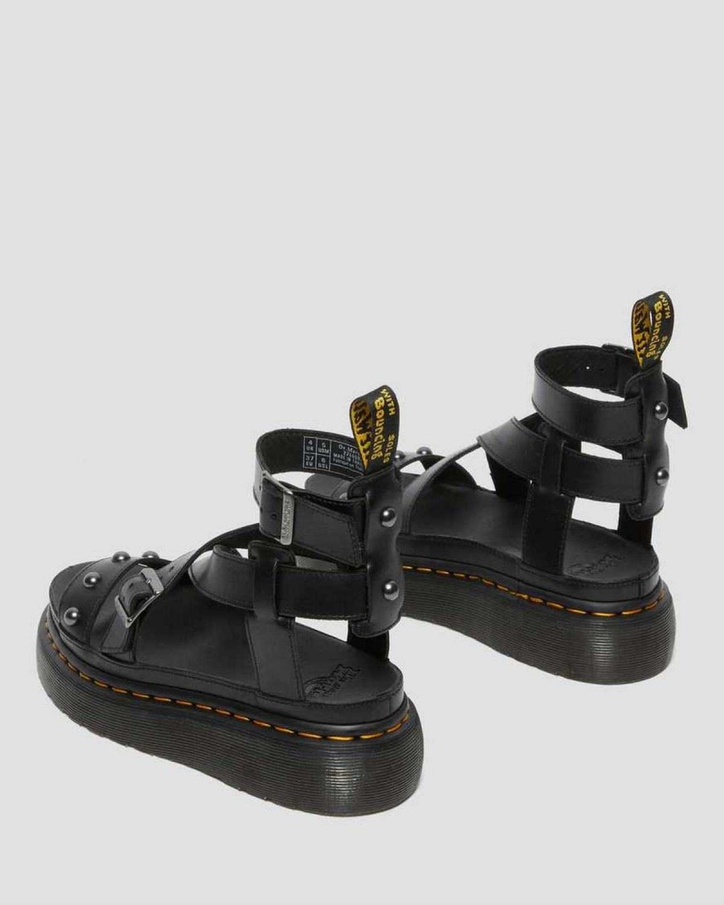 Black DR Martens Imojeen Brando Leather Stud Platform Sandals | 8106KXDEF