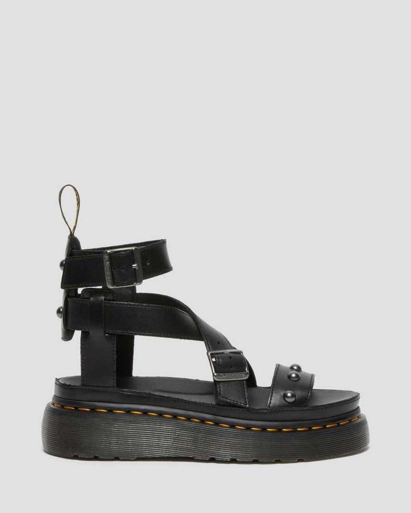 Black DR Martens Imojeen Brando Leather Stud Platform Sandals | 8106KXDEF