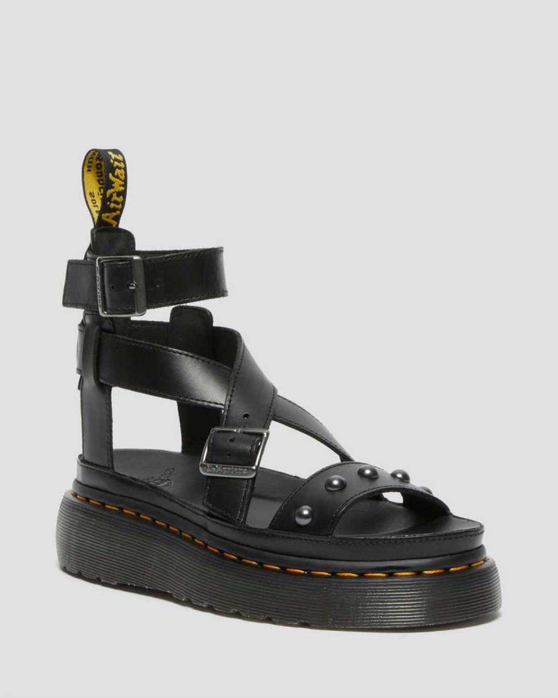 Black DR Martens Imojeen Brando Leather Stud Platform Sandals | 8106KXDEF