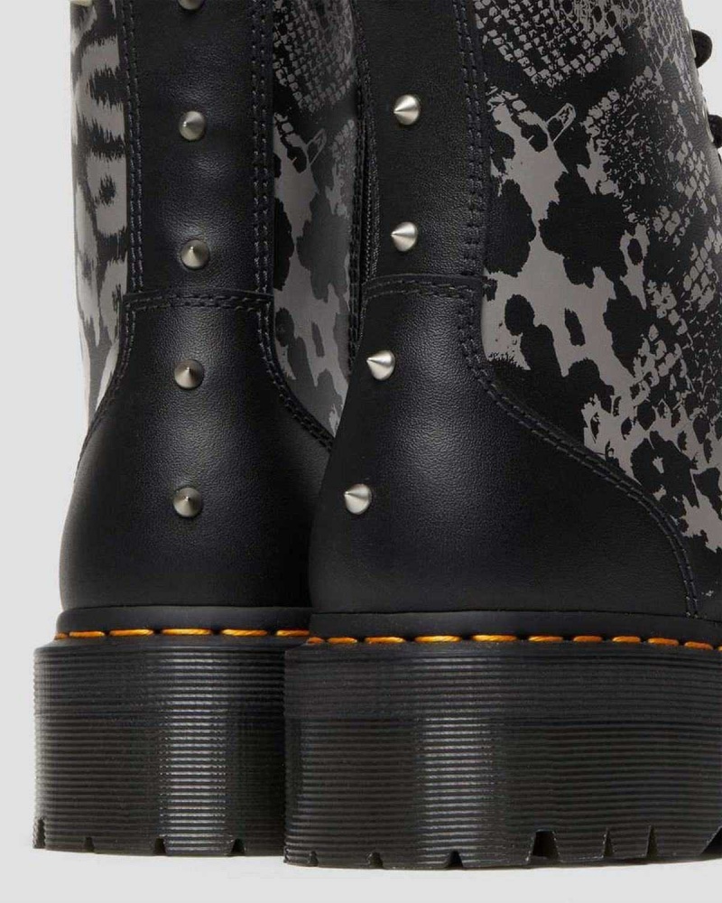 Black DR Martens Jadon Animal Clash Leather Platform Boots | 7605YJWKB