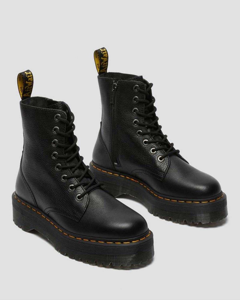 Black DR Martens Jadon III Pisa Leather Platform Boots | 4980NMUJV