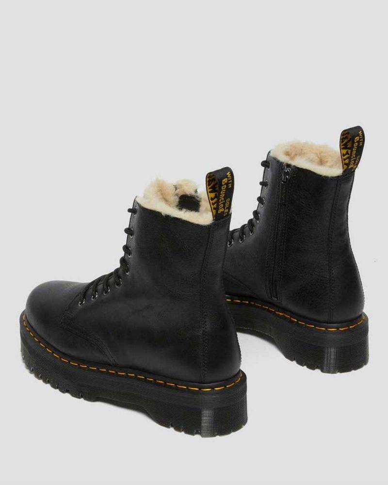 Black DR Martens Jadon Leather Faux Fur Lined Platform | 7920AXLFQ