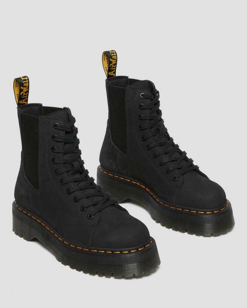 Black DR Martens Jadon Nubuck Leather Platform Boots | 4185PERYU